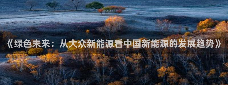 摩根娱乐平台黑:《绿色未来:从大众新能源看中国新能源的发展趋